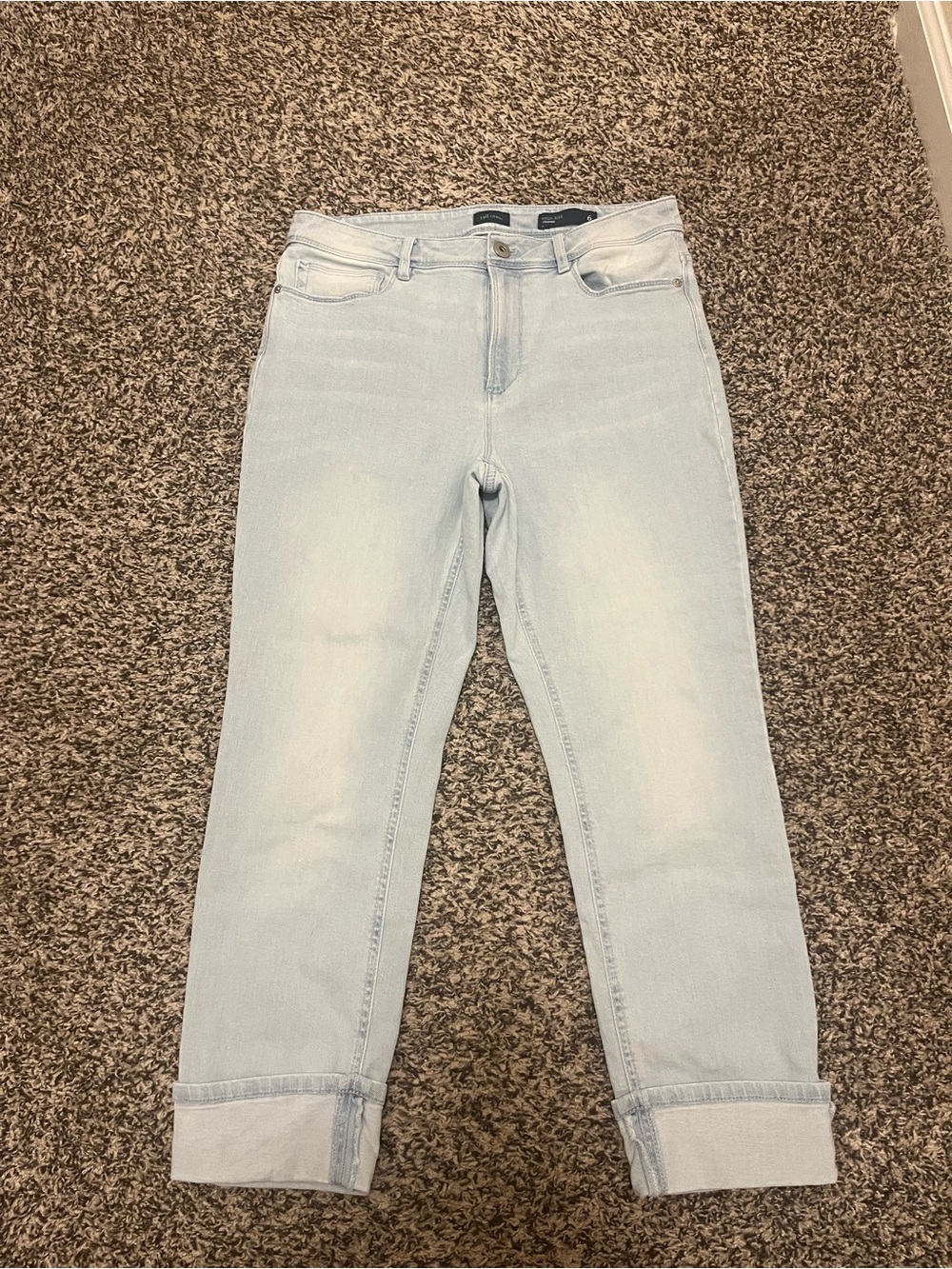 J. Jill Light Blue High-Rise Cropped Jeans with Cuffed Hem